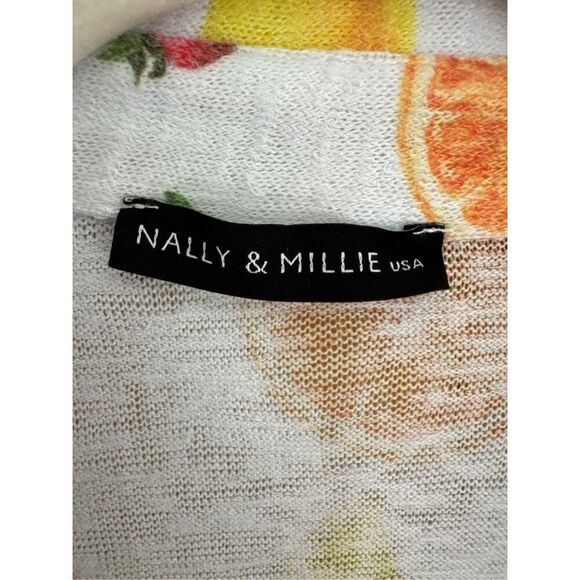 Nally & Millie Women's Fruit Print Hi-Low Button-up Shirt Blouse Multicolor S/M - Picture 3 of 4